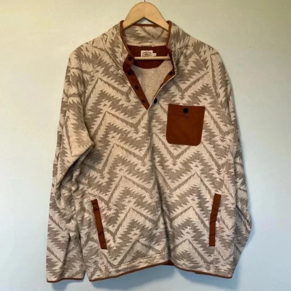 Faherty southwestern Aztec snap  buttons quarter fleece pullover